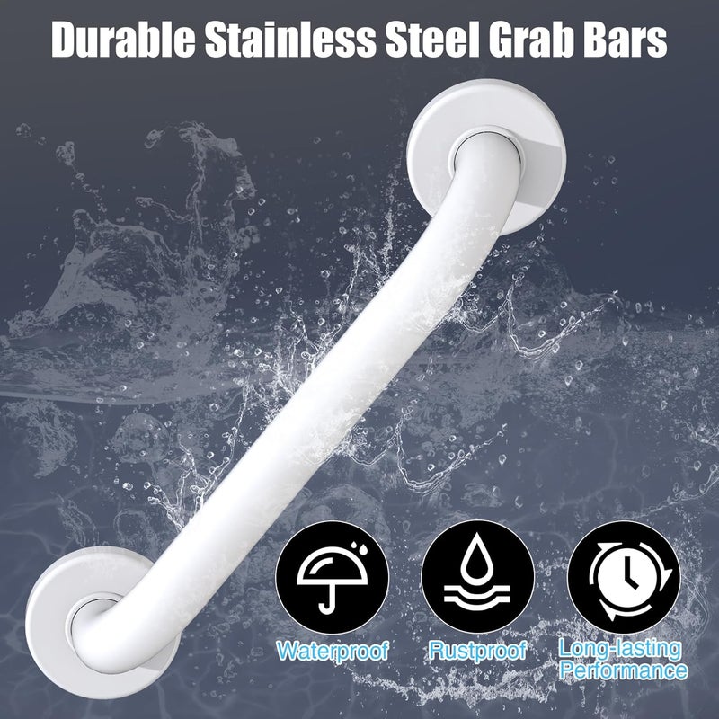 ROTHLEY 12 Inch Grab Bar for Bathtubs and Showers: Stainless Steel Shower Grab Bar Wall Mounted Shower Handle with Concealed Screws for Handicapped Elderly and Seniors (Matte White) - Image 5